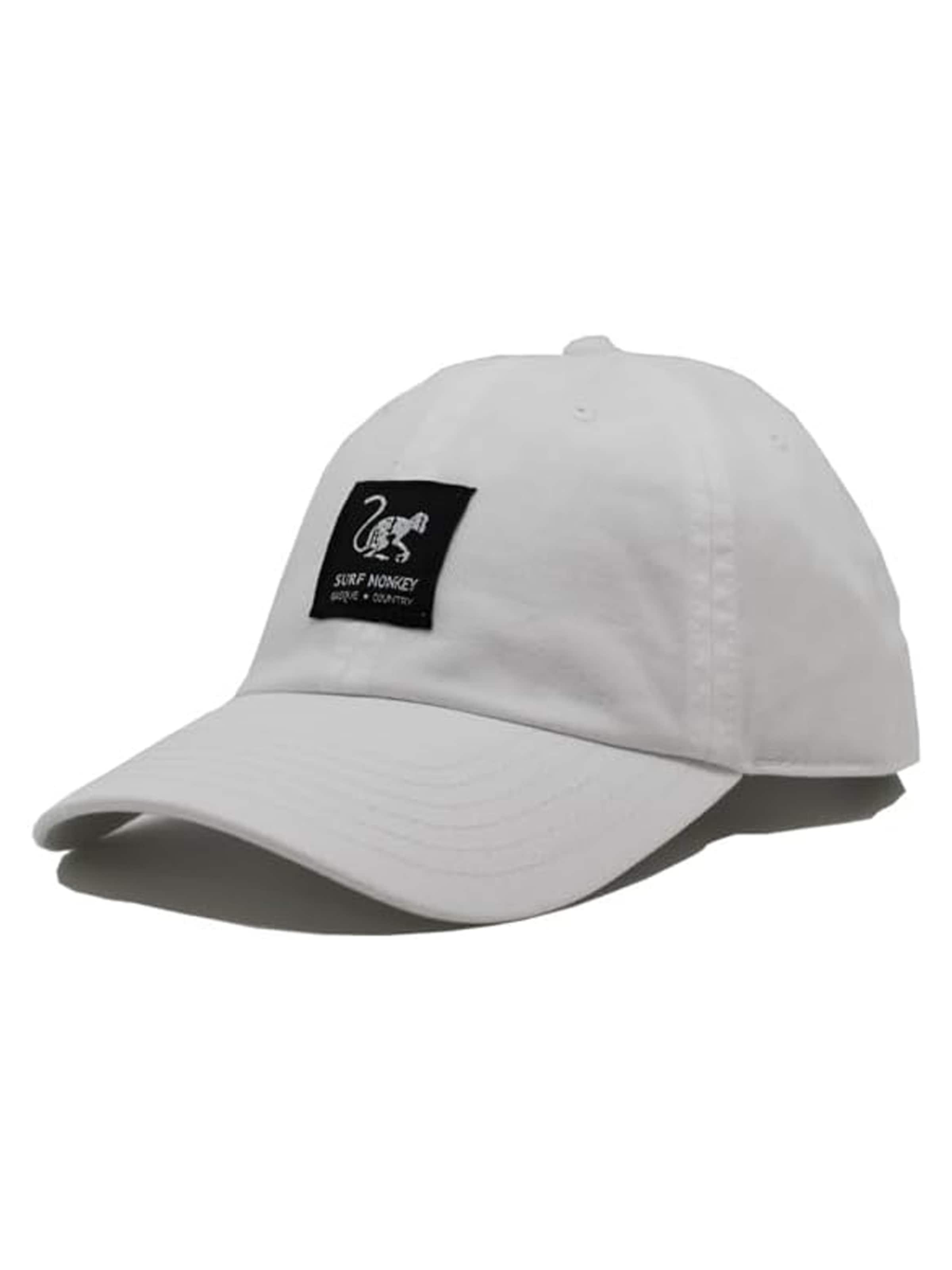 Surf Monkey Athletic Cap in White: front