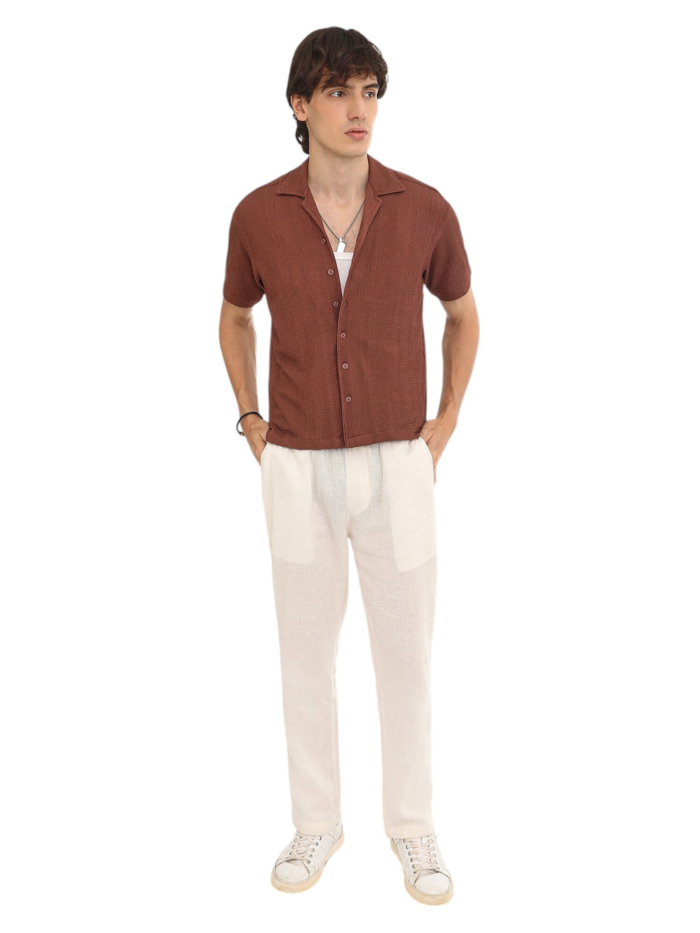 Campus Sutra Comfort Fit Košeľa 'Tanzi' - Hnedá