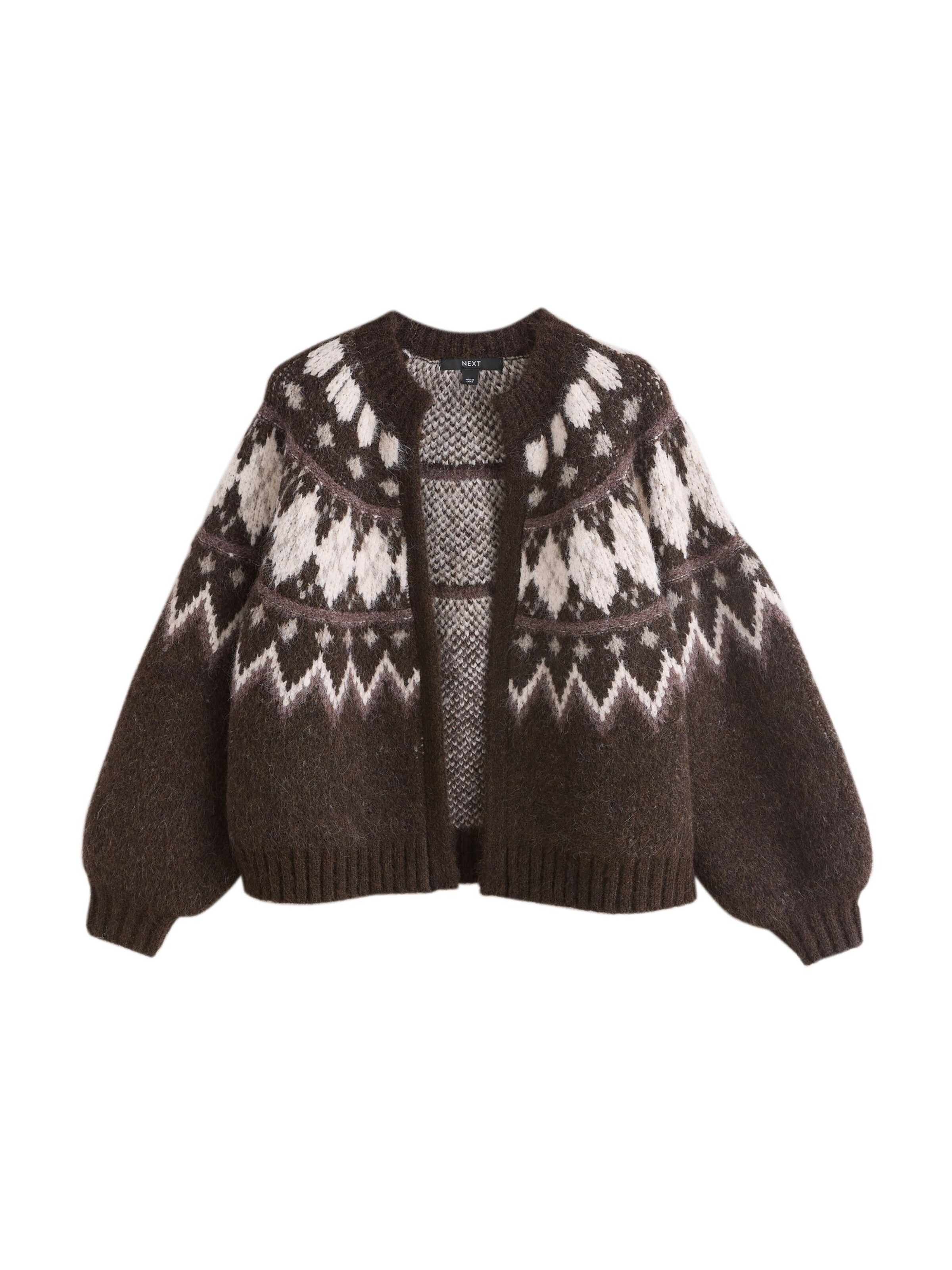 Next Strickjacke in L-XL in beige / schoko, Produktansicht