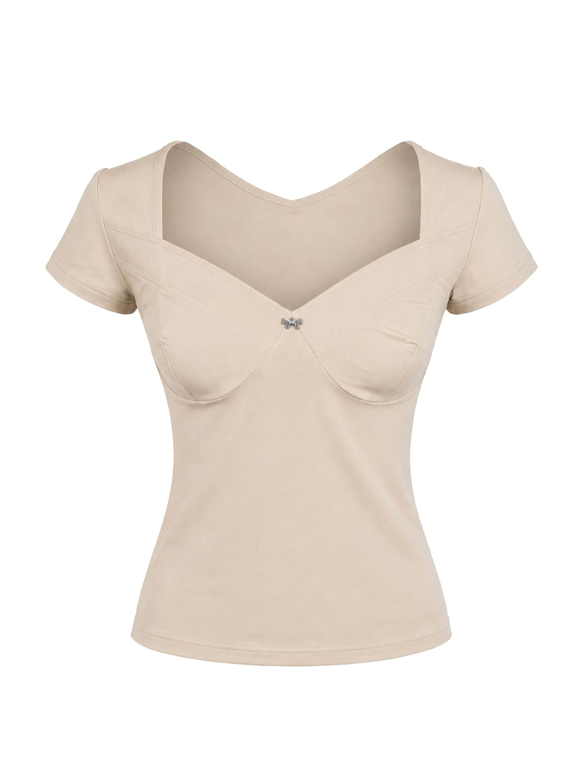 REGINA FASHION - Camiseta 'Sweetheart top' en beige: frente
