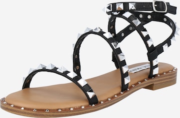 STEVE MADDEN - Sandalias con hebilla 'Travel' en negro: frente