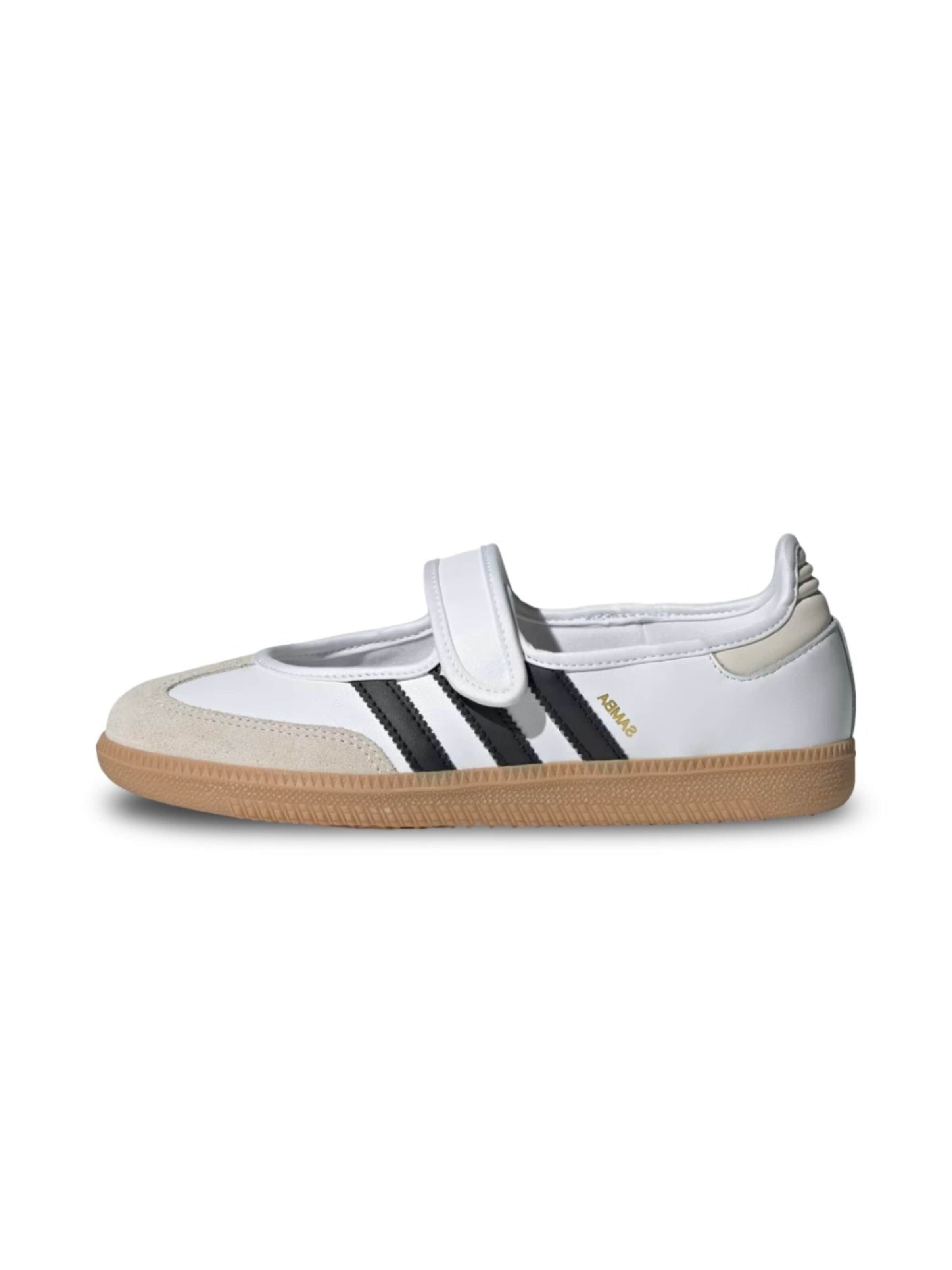 ADIDAS ORIGINALS Ballet Flats with Strap 'adidas Samba Jane White Black Gum' in White: front