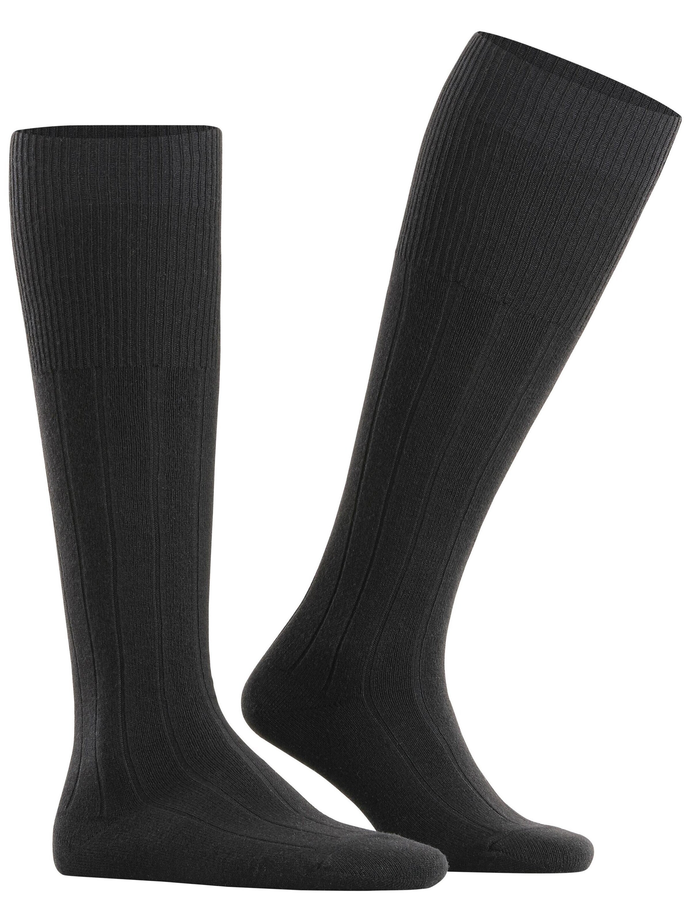 FALKE Knee High Socks 'Lhasa Rib' in Black: front