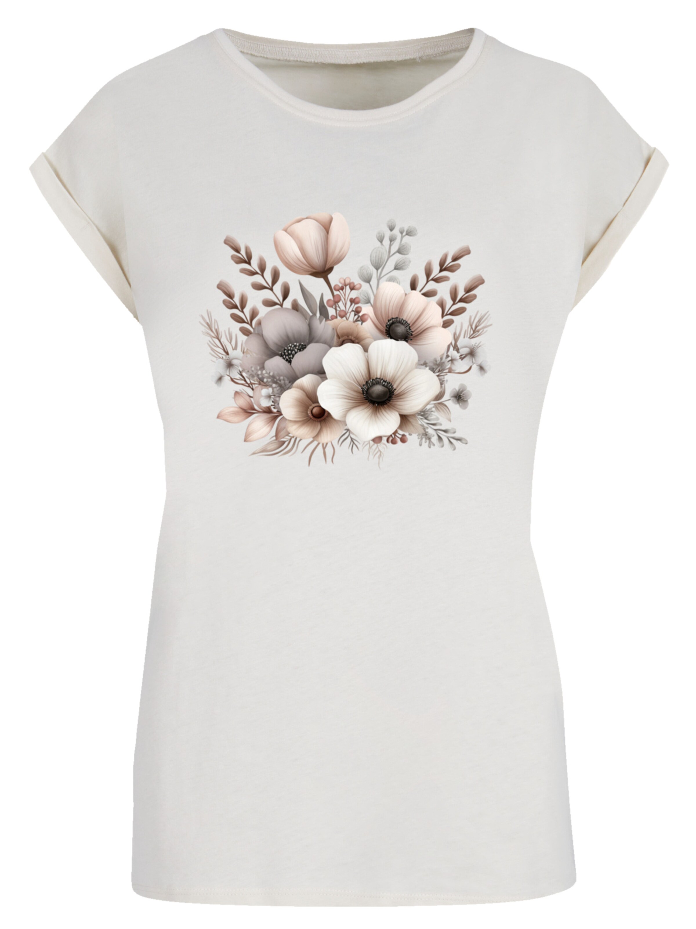 T-shirt 'Blumenstrauß Boho' F4NT4STIC en beige : devant