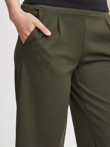 ICHI Široke hlačnice Hlače z naborki 'Kate' | zelena barva