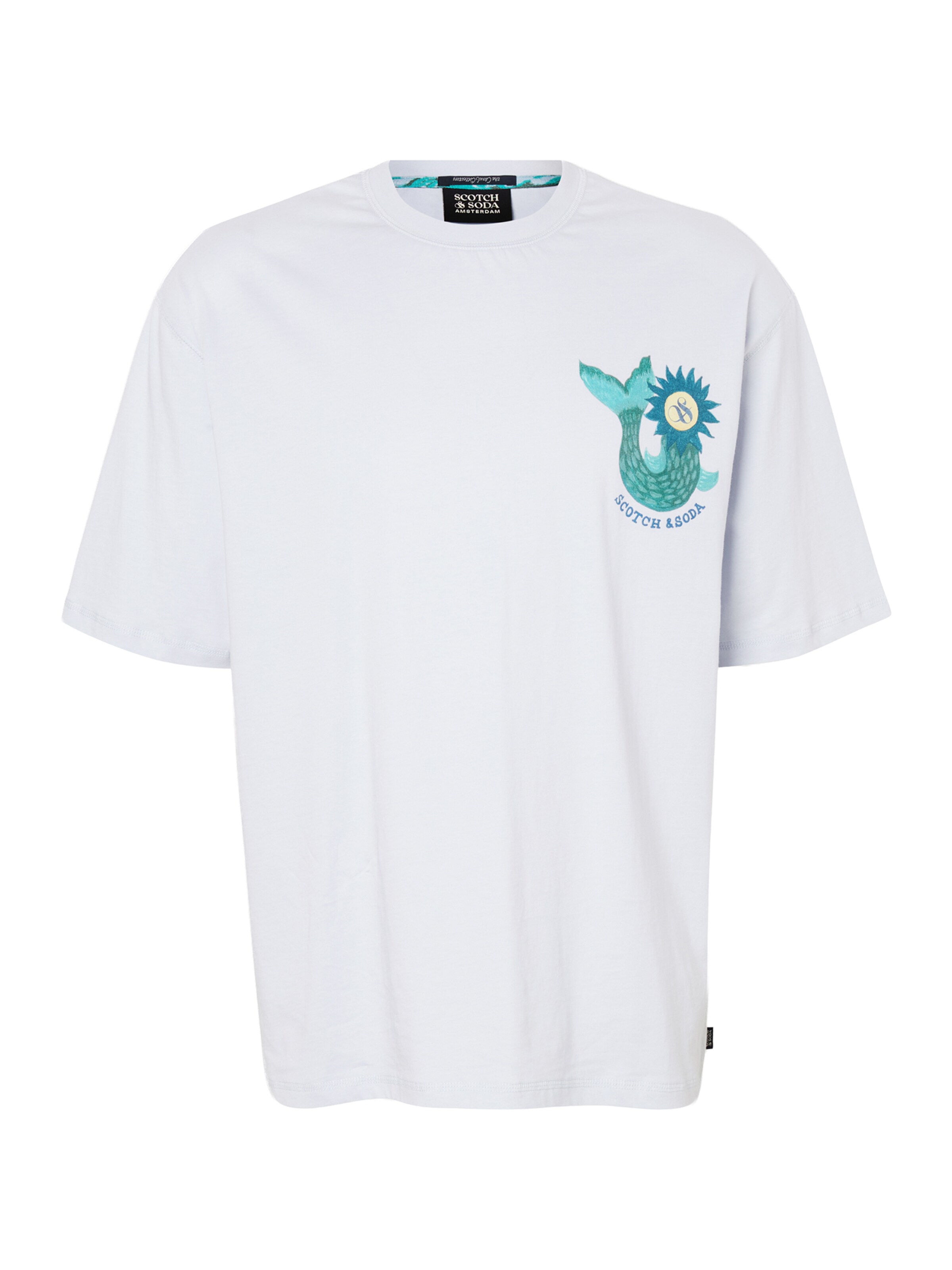SCOTCH & SODA Shirt in S in de kleur Turquoise / Geel / Lichtgrijs / Donkeroranje, Productweergave