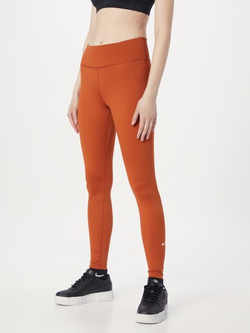 Skinny Pantalon de sport 'One' NIKE en jaune : devant