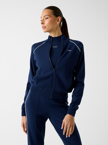 GUESS Zip-Up Hoodie in Blue: front