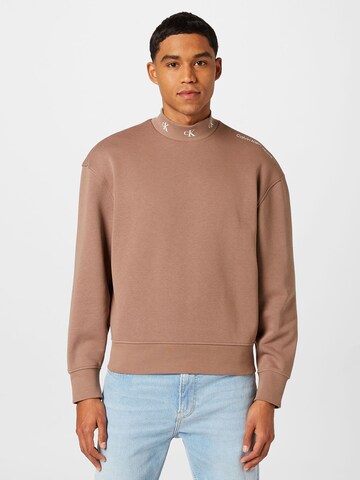 Calvin Klein Jeans - Sweatshirt 'JACQUARD' em castanho: frente