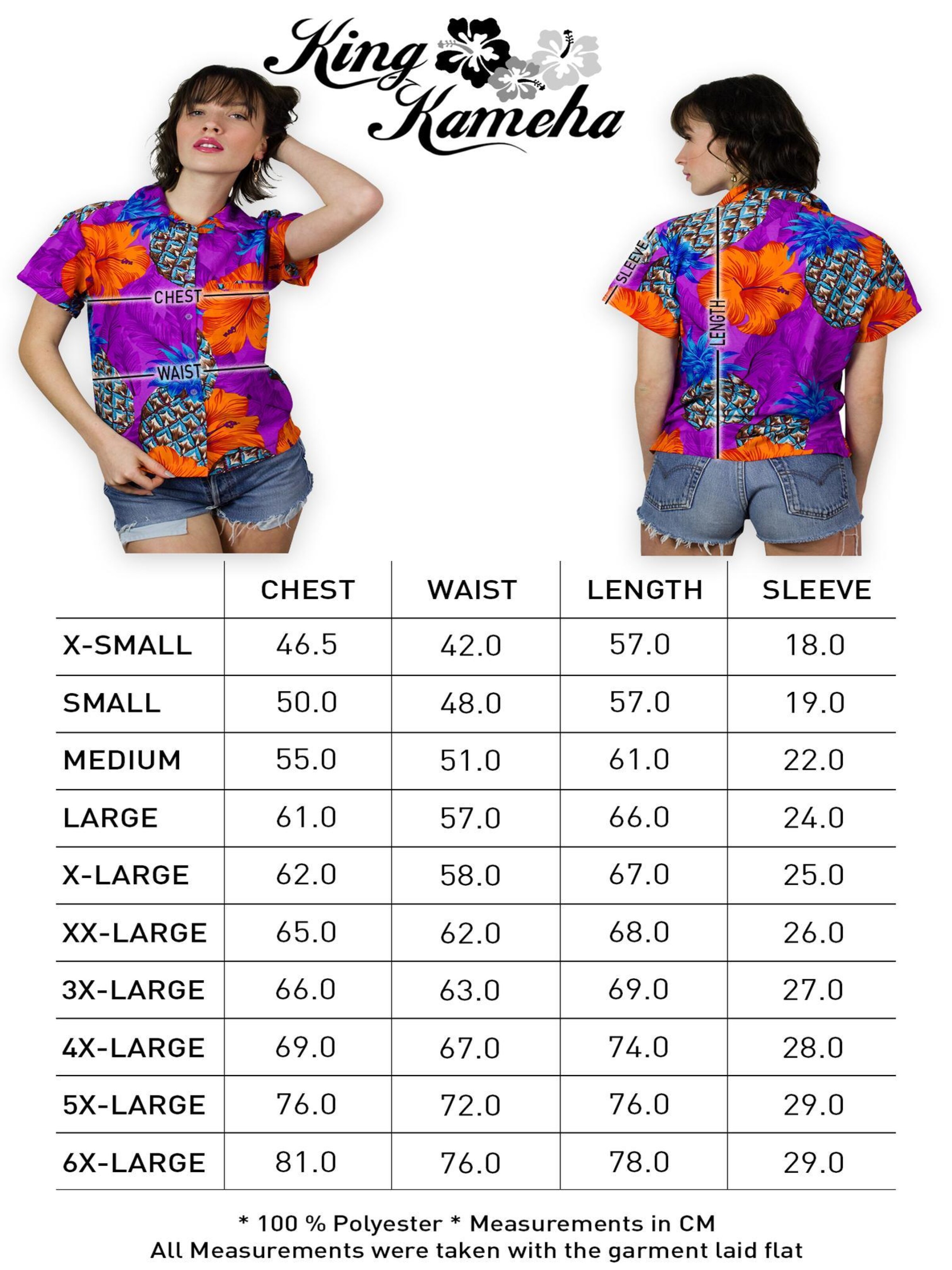 King Kameha Bluse 'Pineapple Hibiscus Shadow Line'‌‌ in Lila