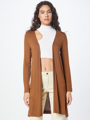 Cartoon Knit Cardigan in Brown: front