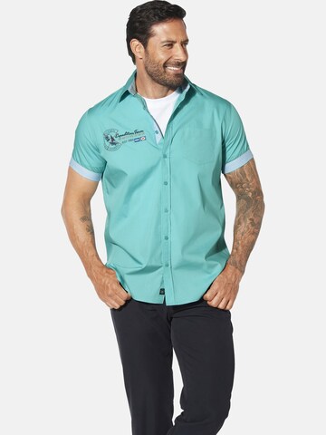 Jan Vanderstorm Comfort fit Button Up Shirt ' Fynnjard ' in Blue: front