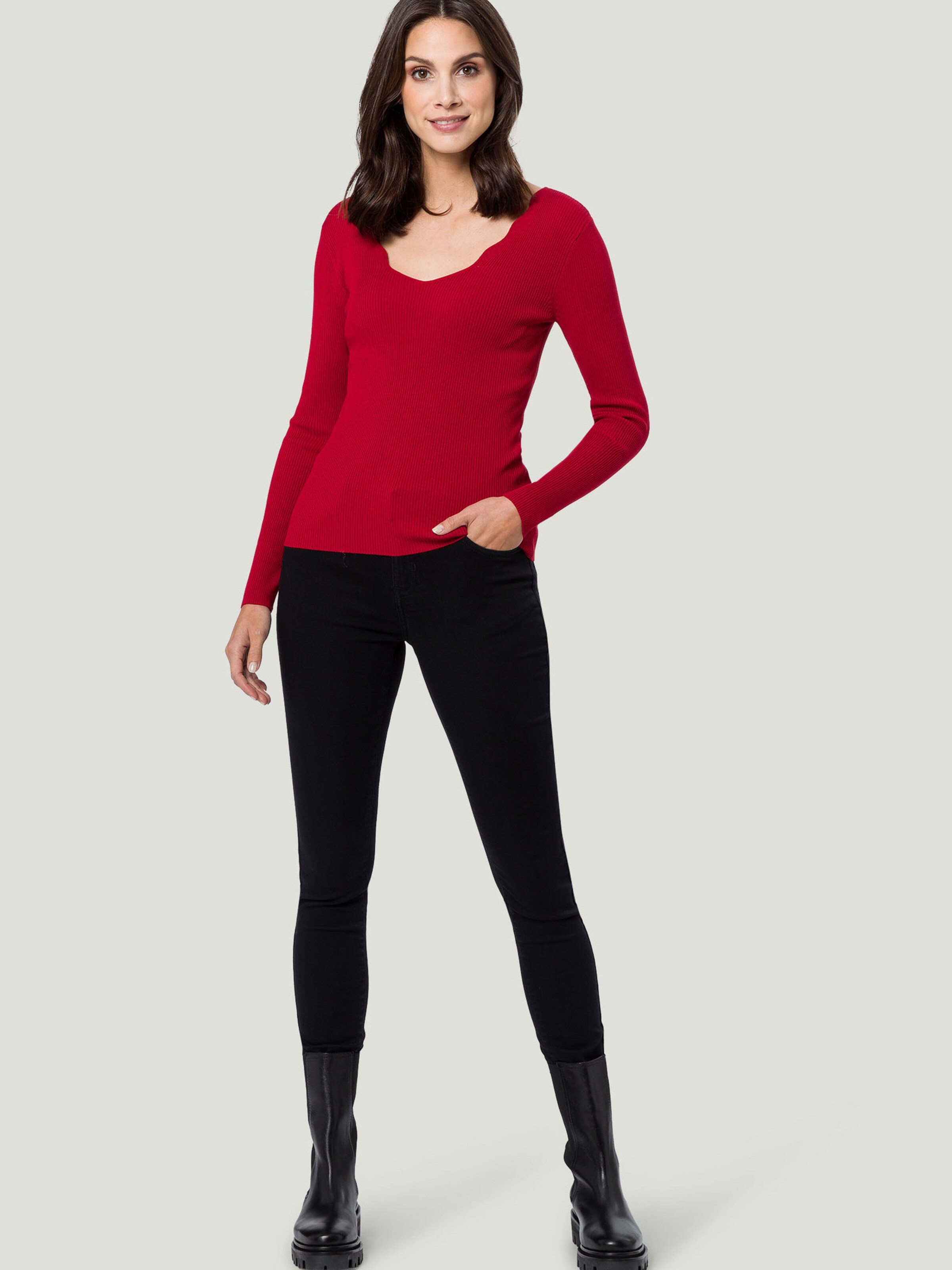 Frauen Pullover & Strick zero Pullover herzförmiger Ausschnitt in Rot - UY87315 Frauen Pullover & Strick zero Pullover herzförmiger Ausschnitt in Rot - UY87315