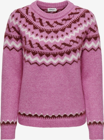 Pull-over 'ONLISLE' ONLY en rose : devant