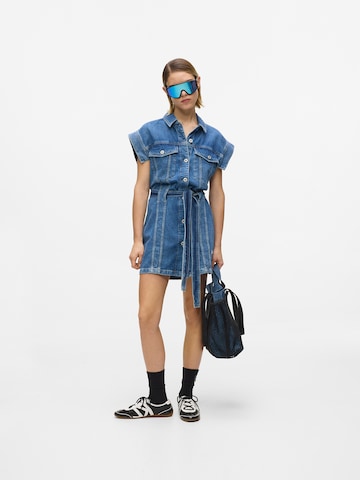 KARL LAGERFELD JEANSKošulja haljina ' Kurzärmeliges Jeanskleid mit Gürtel ' - plava boja