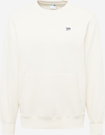 PUMA Sweatshirt 'Downtown Waffle' in White: front