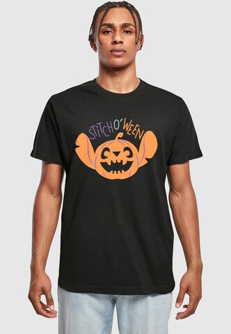 ABSOLUTE CULT Shirt 'Disney Lilo & Stitch - Halloween Stitch O'Ween' in Zwart: voorkant