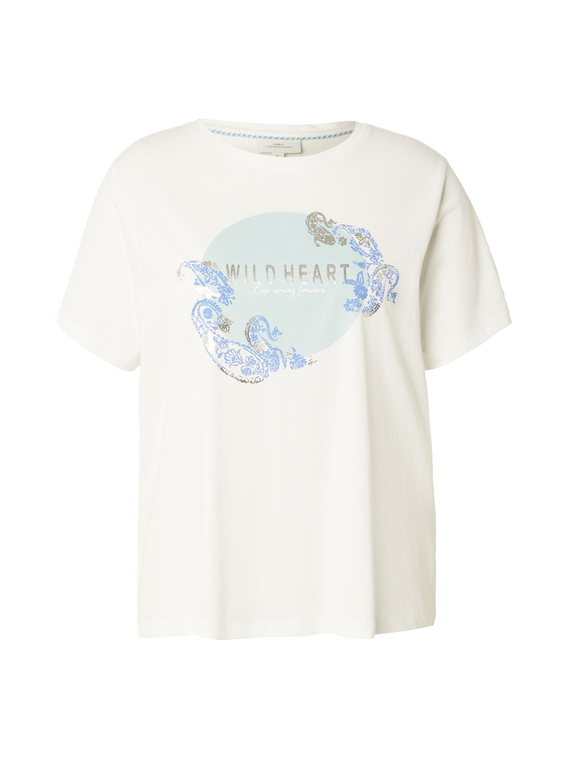 Tricou 'CARBOOSTERY' de la ONLY Carmakoma pe alb: față