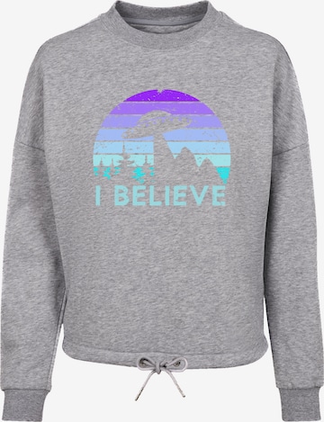 Sweat-shirt 'I believe UFO Alien Raumschiff Retro' F4NT4STIC en gris : devant