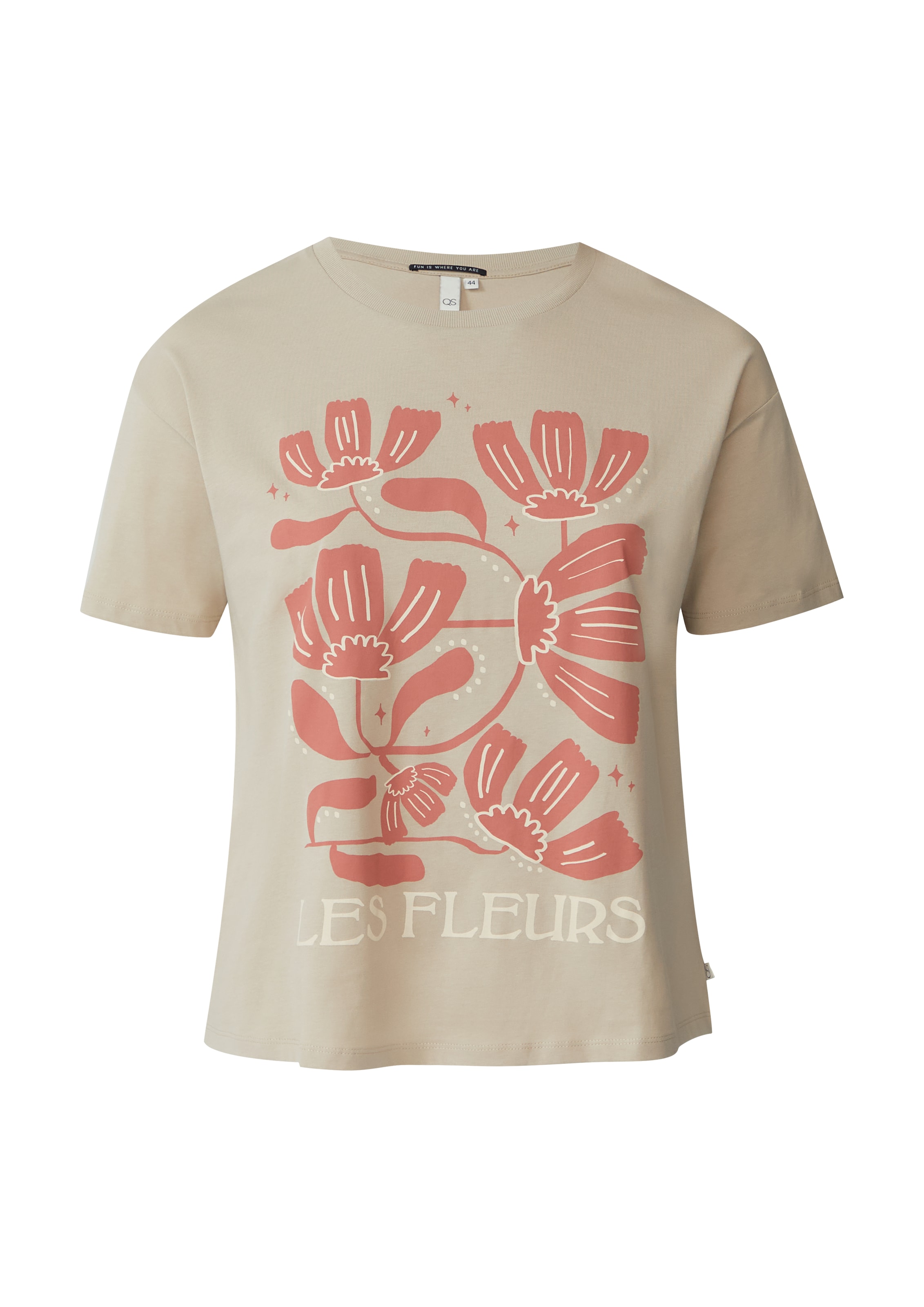 T-shirt QS en beige : devant