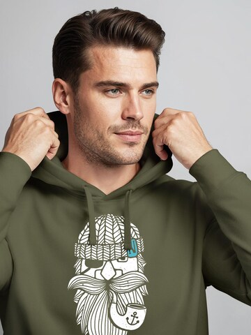 Neverless Sweatshirt 'Sailor Captain mit Pfeife' in Green