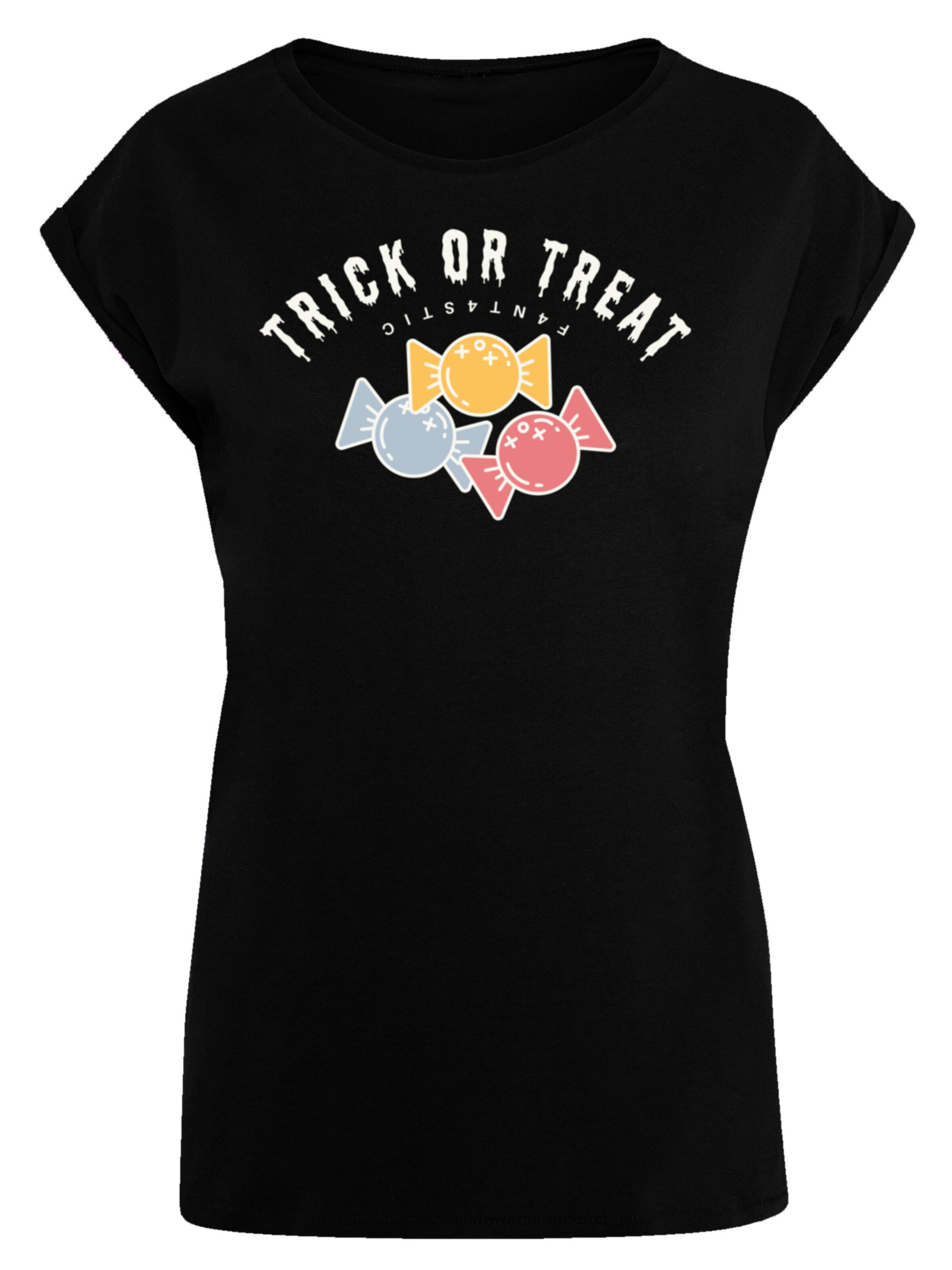 F4NT4STIC T-shirt 'Trick Or Treat Halloween' en bleu clair / miel / saumon / noir / blanc, Vue avec produit