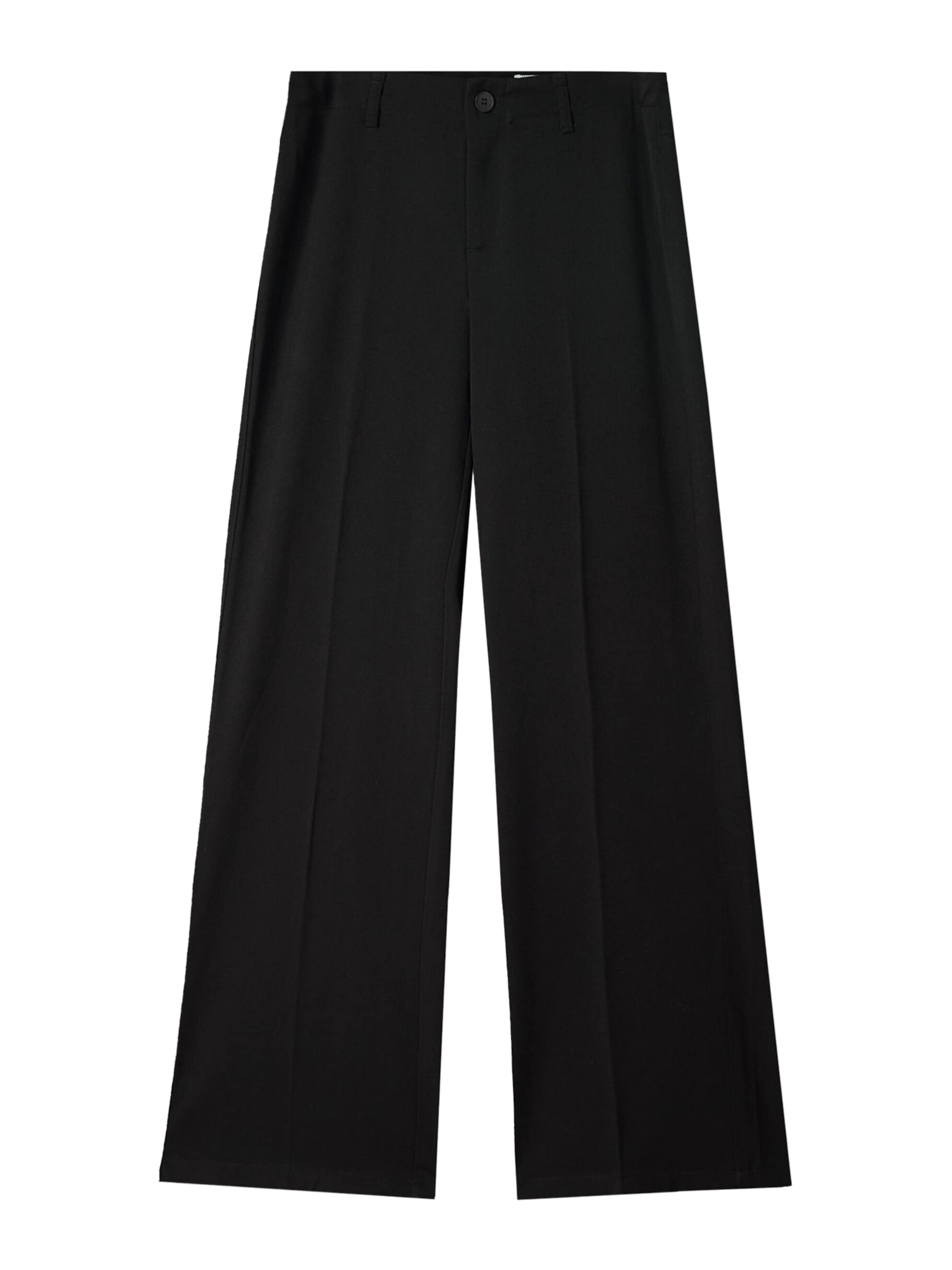 Wide leg Pantaloni cu dungă de la Bershka pe negru: față
