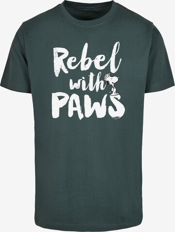 Merchcode Shirt 'Peanuts - Rebel with paws' in Green: front