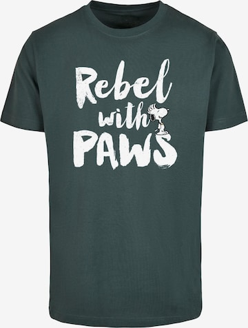 T-Shirt 'Peanuts - Rebel with paws' Merchcode en vert : devant