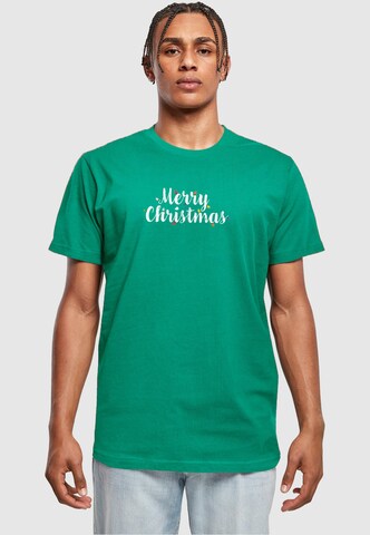 Merchcode Shirt 'Merry Christmas Lights' in Groen: voorkant