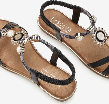 LASCANA Sandalen met riem in Zwart