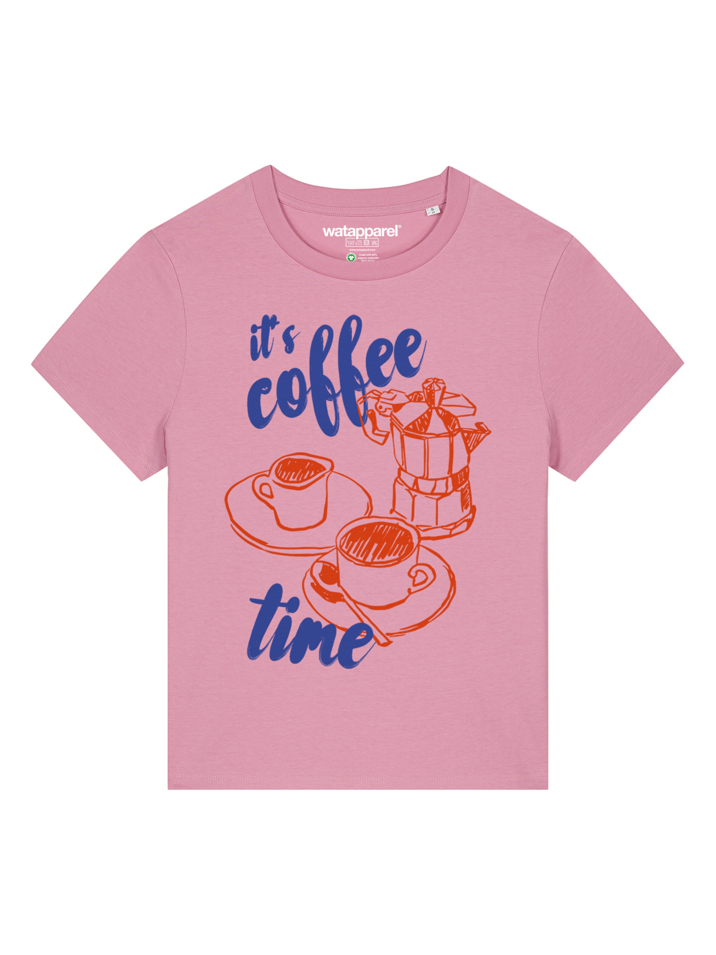 Watapparel Shirt 'Its Coffee Time' in Roze: voorkant