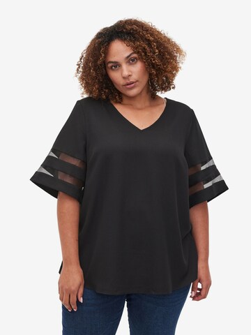 Zizzi Blouse 'EMANY' in Zwart: voorkant