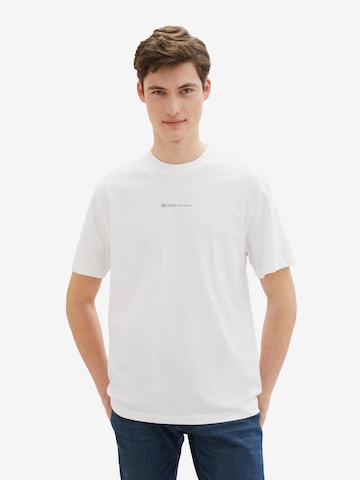 T-Shirt TOM TAILOR DENIM en blanc : devant