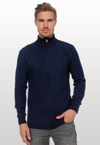 Rusty Neal Knit Cardigan in Blue: front
