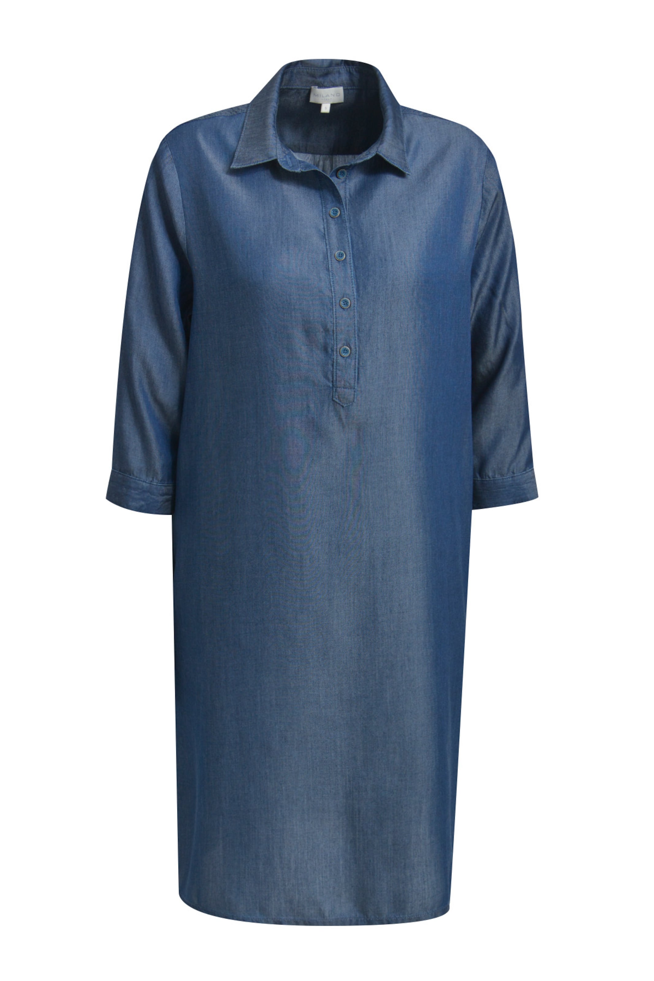 Milano Italy Hemdblusenkleid aus Lyocell im Denim Look in Blau: Vorderseite