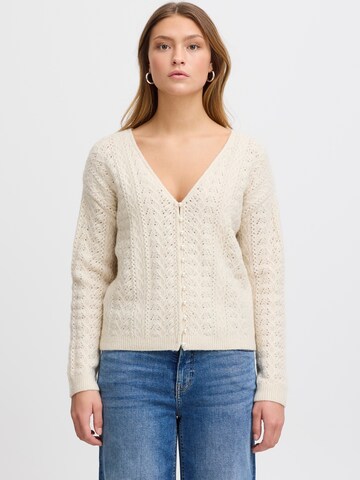 ICHI Knit Cardigan 'Liyanna' in White: front