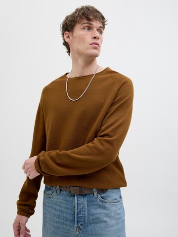 JACK & JONES Klasický střih Svetr 'JJEHILL' – hnědá