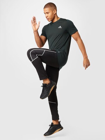 ADIDAS SPORTSWEAR Regular Workout Pants 'Essentials Reflect-In-The-Dark Fleece' in Black