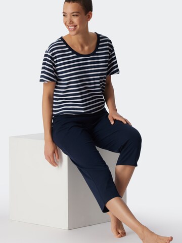 SCHIESSER Pajama 'Essential Stripes' in Blue