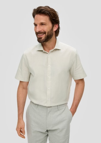 s.Oliver BLACK LABEL Slim fit Button Up Shirt in Beige: front