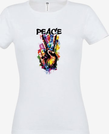 RMK Shirt 'Peace' in Weiß: Vorderseite
