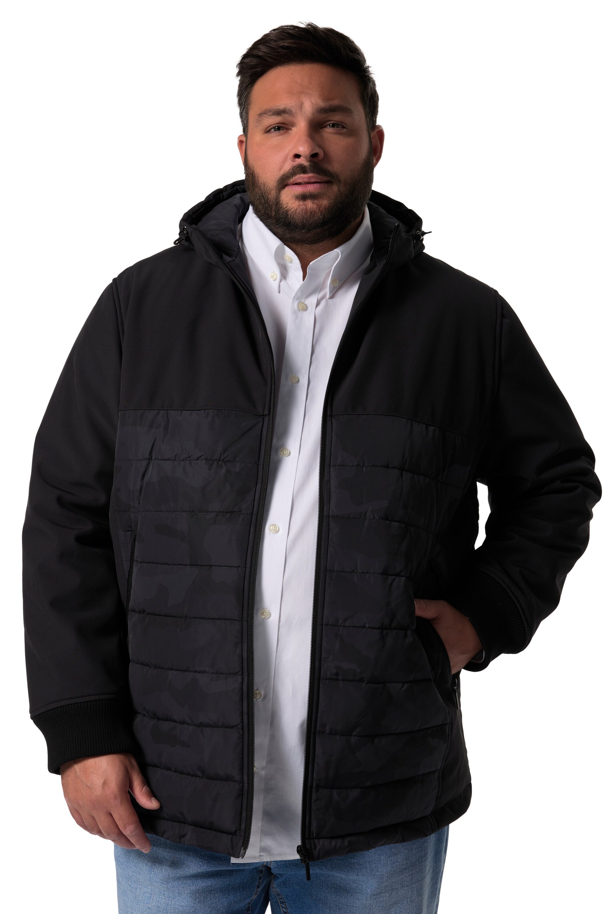 Men Plus Between-season jacket in Black: front