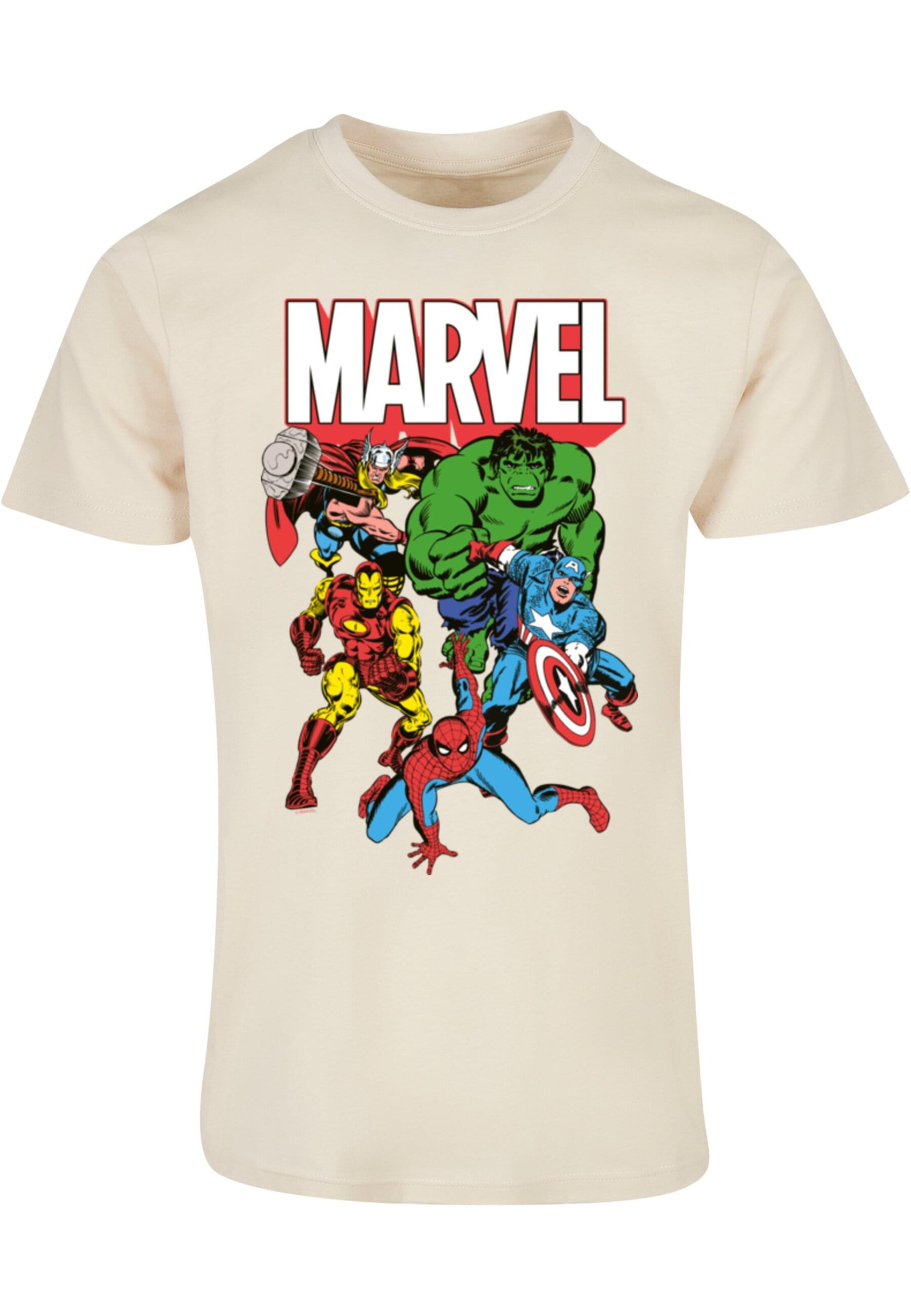 Maglietta 'Avengers - Marvel Comics Group' di ABSOLUTE CULT in beige: frontale
