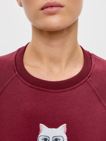 Cat e Lolette Sweatshirt 'Cat with Coffee' in Red