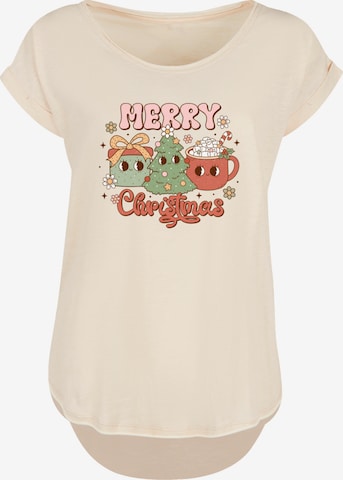 F4NT4STIC Shirt 'Merry Christmas' in Beige: voorkant