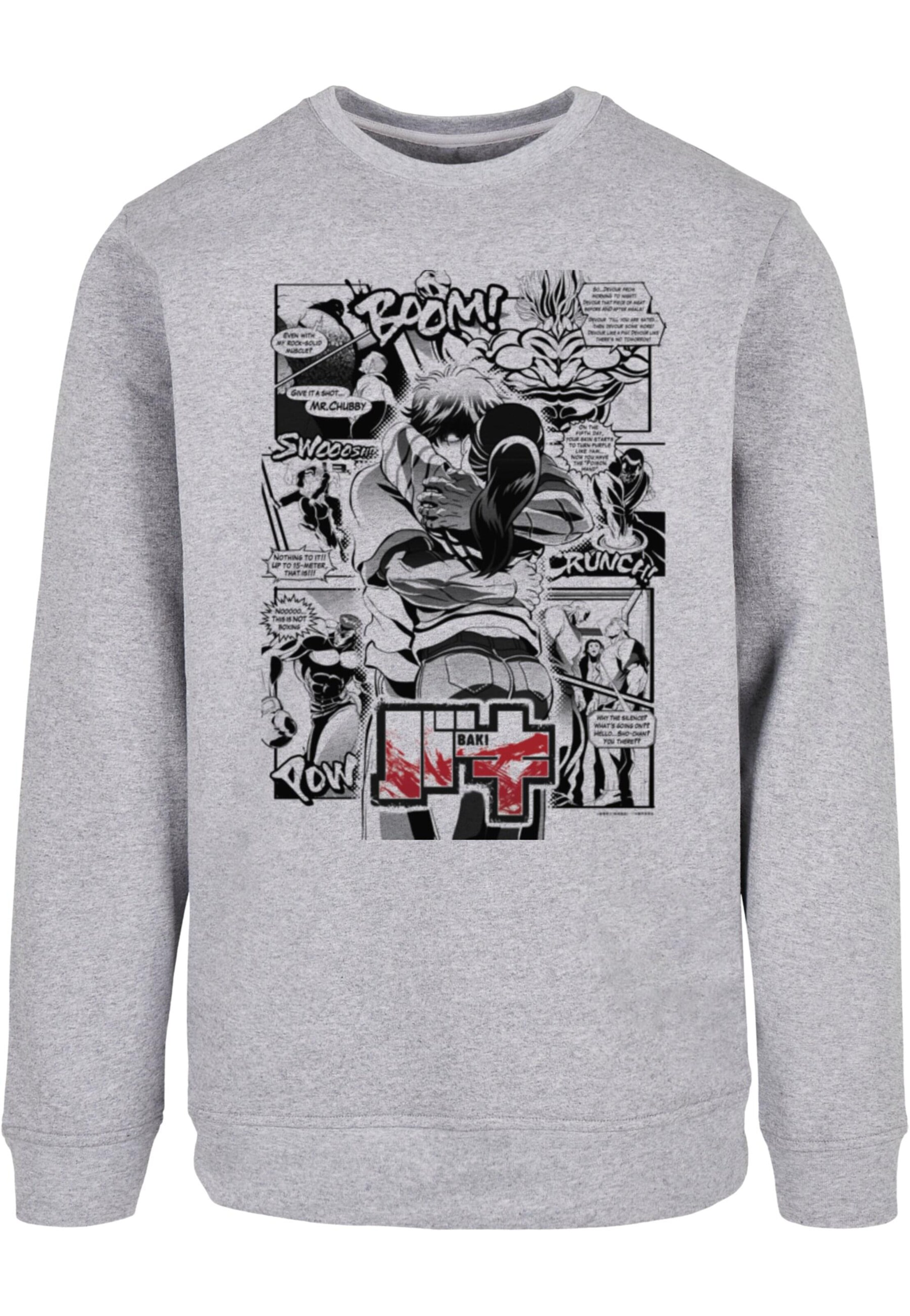 Sweat-shirt 'Baki - S1 Manga Hug Panel' ABSOLUTE CULT en gris : devant