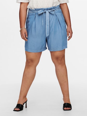 ONLY Carmakoma Regular Pleat-Front Pants 'Jemma' in Blue: front