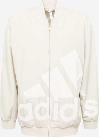 ADIDAS SPORTSWEAR Athletic Jacket 'Aeroready Essentials Giant Logo ' in Beige: front