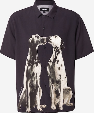 Coupe regular Chemise 'Dogged' HUF en noir : devant